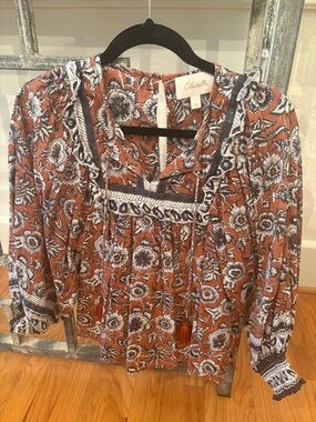 Cleobella Rust and White Floral Boho Blouse